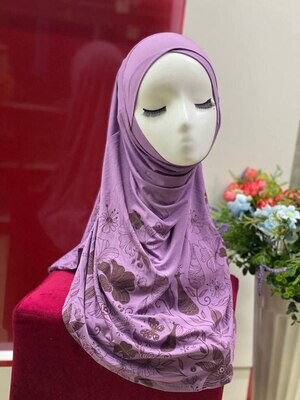 Instant Hijab Ready to Wear - Mauve Floral Print - Sumaya Collection