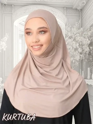 Instant Hijab Ready to Wear - Beige - Sumaya Collection