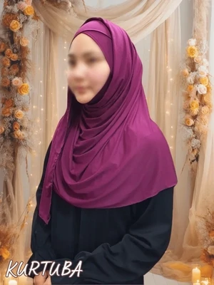 Instant Hijab Ready to Wear - Cross - Burgundy - Zahra Collection