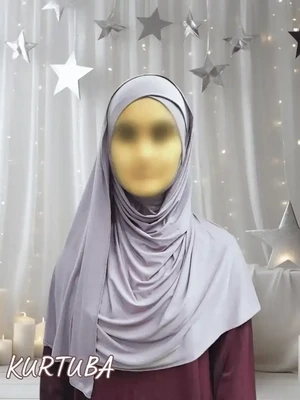 Hijab instantané prêt à porter - Croisé - Gris - Collection  Zahra