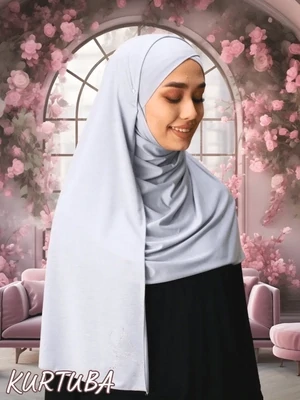 Hijab instantané prêt à porter - Croisé - Gris - Collection Zahra