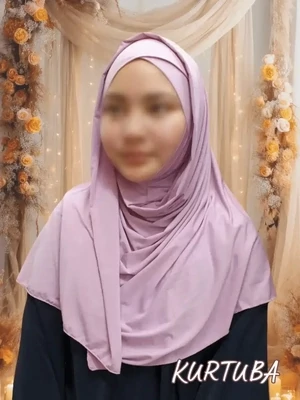 Instant Hijab Ready to Wear - Cross - Pink - Zahra Collection