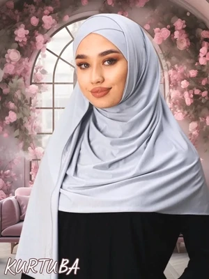 Instant Hijab Ready to Wear - Cross - Gray - Zahra Collection