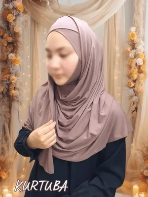 Instant Hijab Ready to Wear - Cross - Beige - Zahra Collection