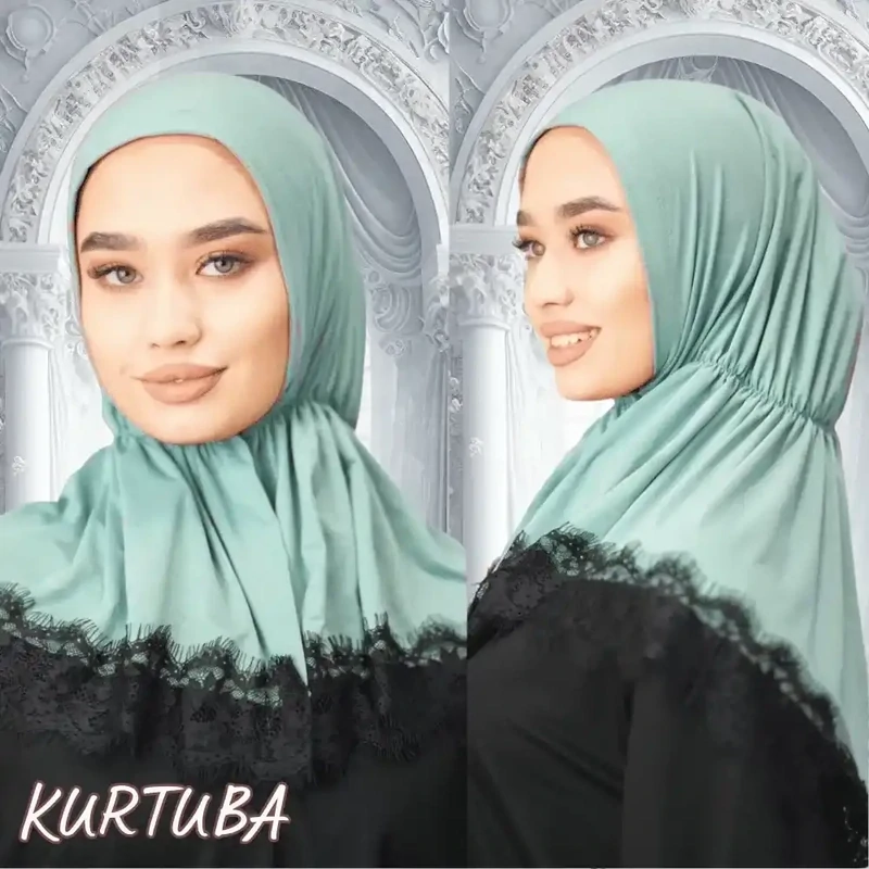 Hijab avec dentelle - Vert - Collection Angelina