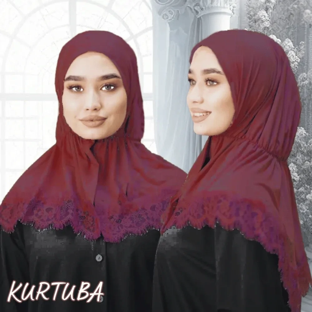 Hijab With Lace - Red - Collection Angelina