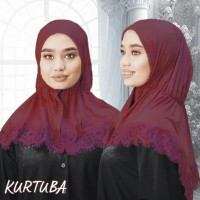 Hijab With Lace - Red - Collection Angelina