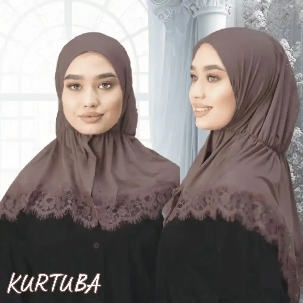 Hijab With Lace - Brown - Collection Angelina, Color: Brown