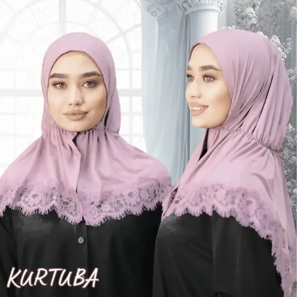 Hijab With Lace - Pink - Collection Angelina, Color: Pink