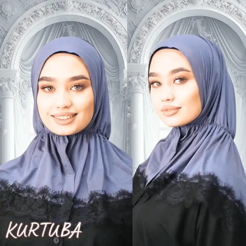 Hijab With Lace - Gray - Collection Angelina, Color: Gray