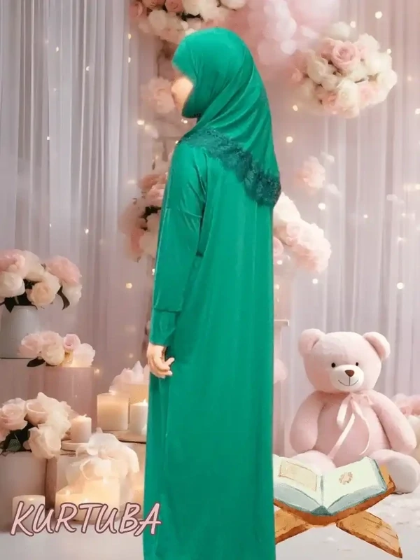 Robe de prière pour fille 7-16 ans verte Jamila