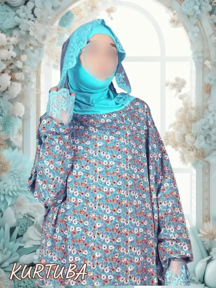 Prayer Abaya Rayhana Green Floral Print