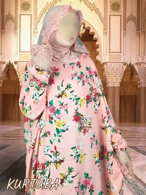 Abaya de prière rose motif floral Rayhana