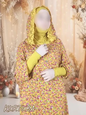 Prayer Dress Yellow Floral Print Hind