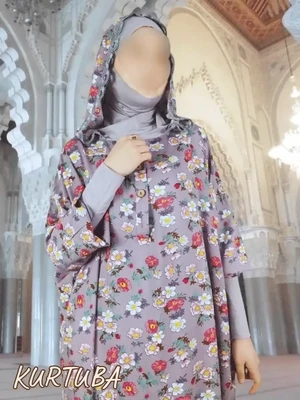 Prayer Dress Gray Floral Print Hind
