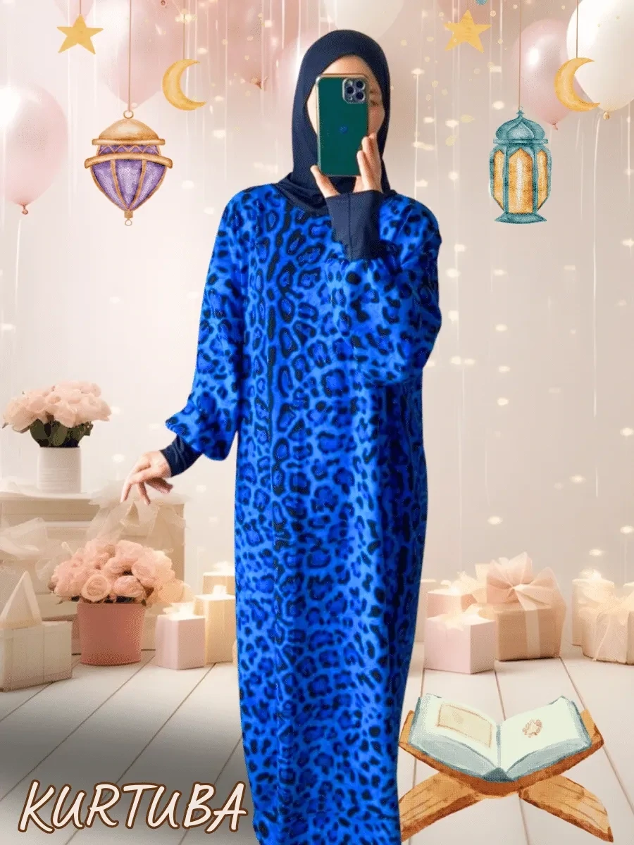 Prayer Dress Blue Leopard Hafsa