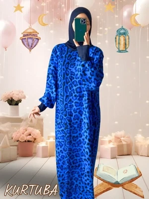 Prayer Dress Blue Leopard Hafsa