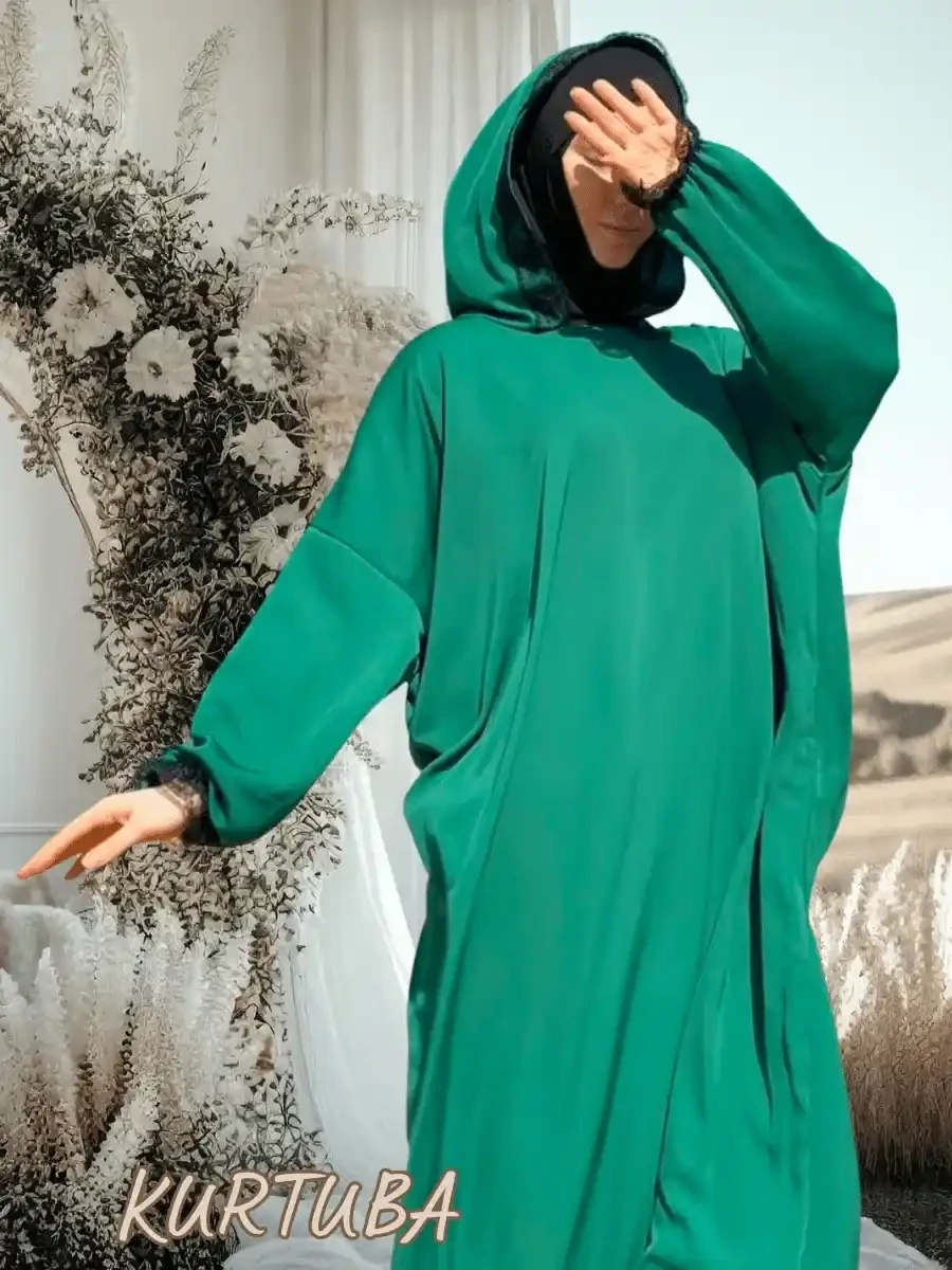 Prayer abaya Dubai Silk Green