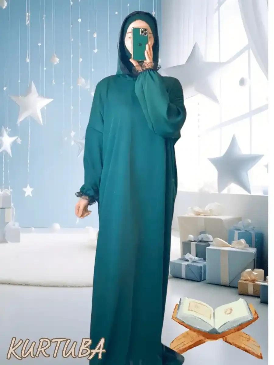 Prayer abaya Dubai Silk Green