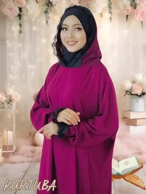 Prayer abaya Dubai Silk Burgundy