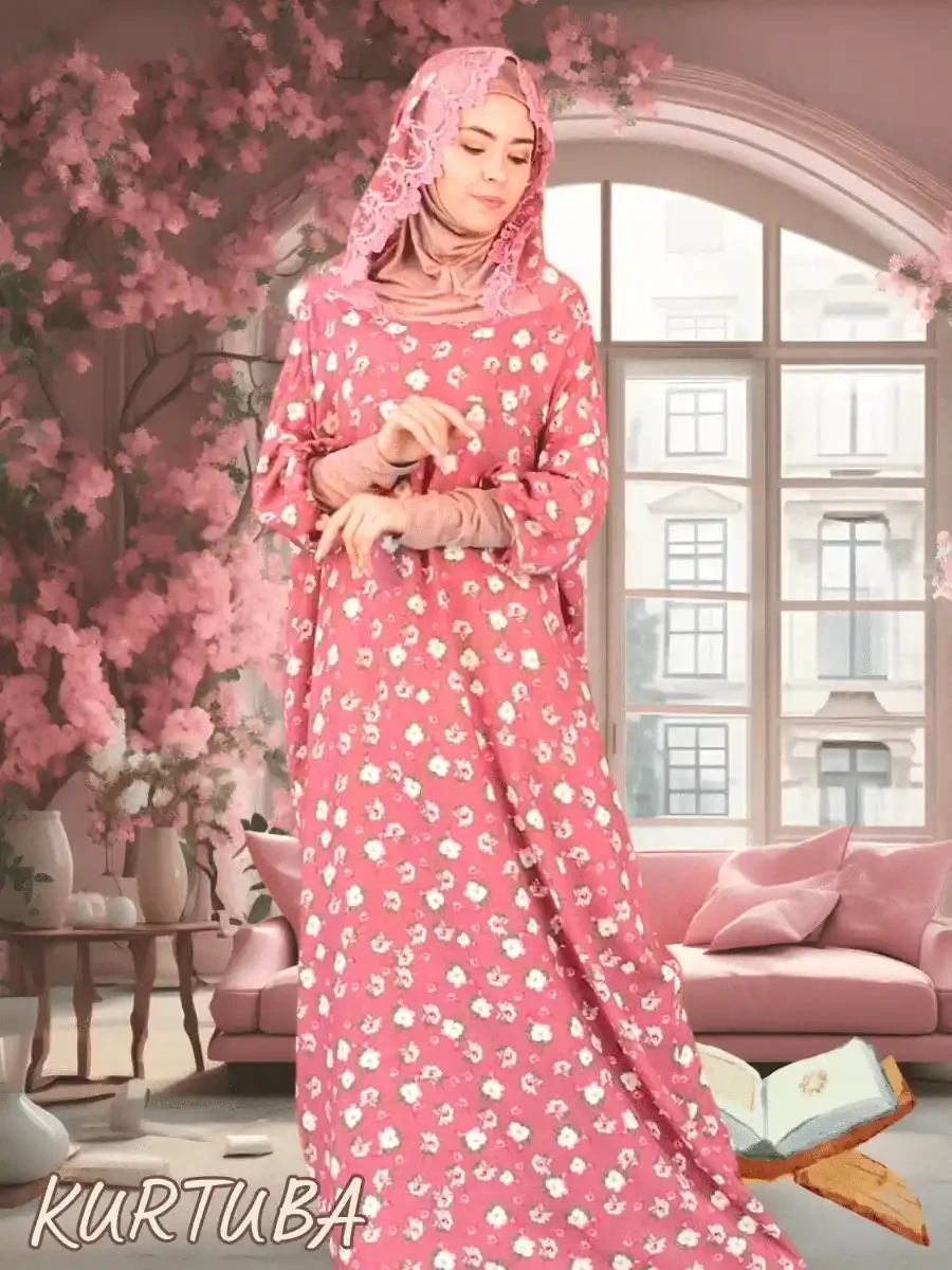 Prayer Dress Pink Floral Print Ainur
