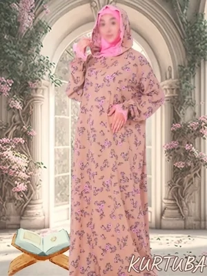 Abaya Beige Floral Print Suneta