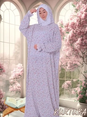 Abaya White Floral Print Suneta