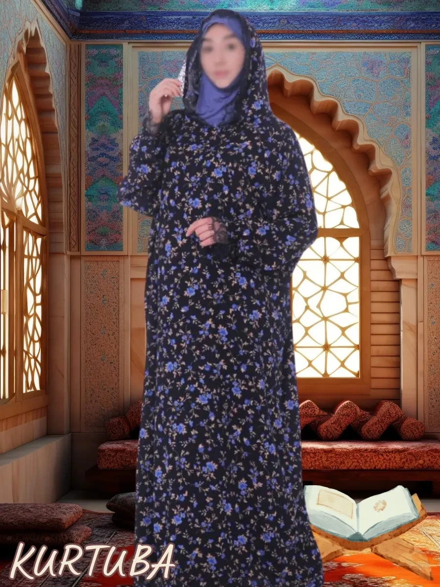 Abaya Black Floral Print Suneta