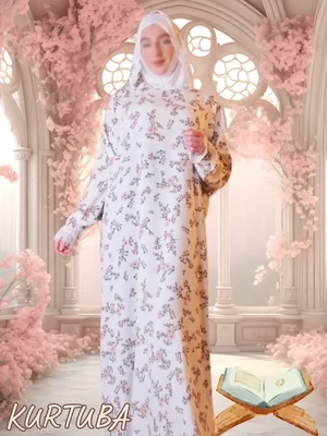 Abaya White Floral Print Suneta