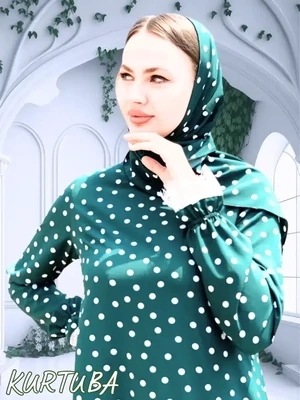 Abaya With Scarf Emerald Polka Dot Anika