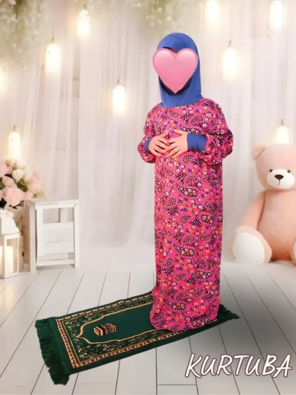 Prayer Abaya Pink Fuchsia For Girls 4-16 years - Azza Collection