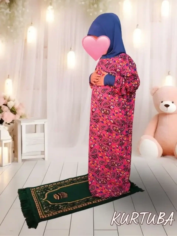 Prayer Abaya Pink Fuchsia For Girls 4-16 years - Azza Collection