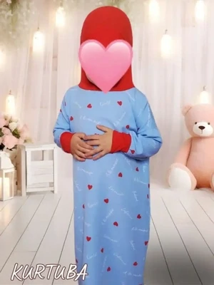 Robe de prière pour fille 2-10 ans bleu clair - Collection Azza