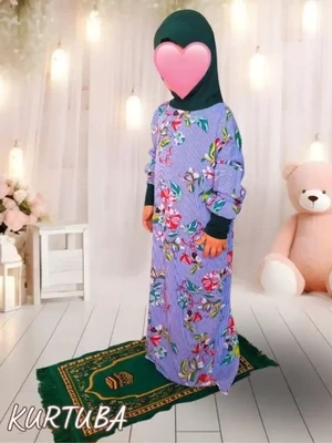 Robe de prière pour fille 3-6 ans bleu - Collection Azza