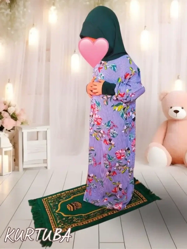 Prayer Abaya Blue For Girls 3-6 years - Azza Collection