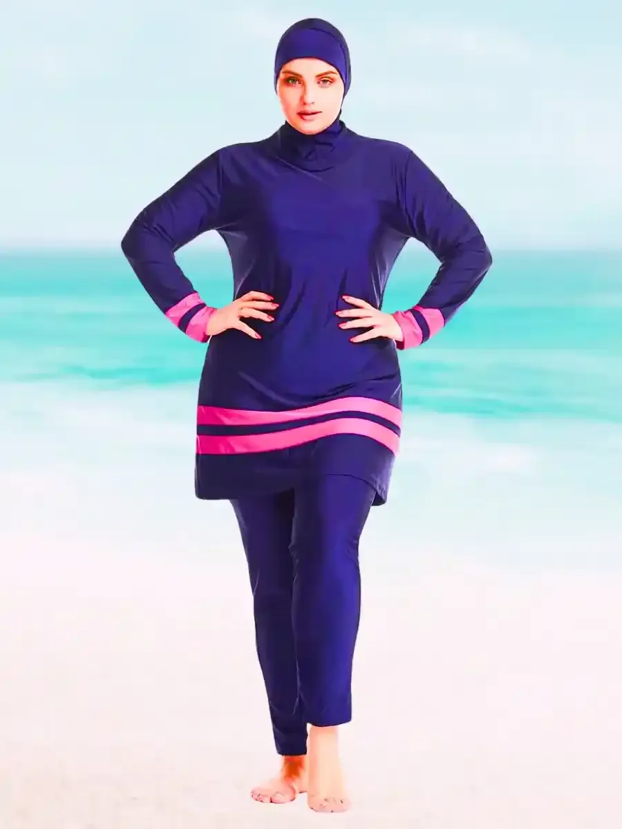 Swimsuit Burkini Blue Navy and Pink