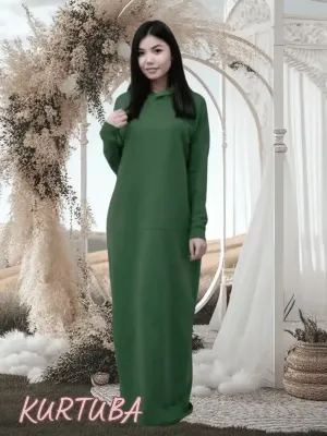 Robe longue à capuche - Vert - Collection Samira
