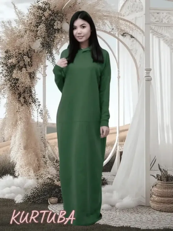Hoodie Dress Maxi - Green - Collection Samira
