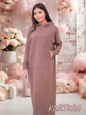 Robe longue à capuche - Beige - Collection Samira