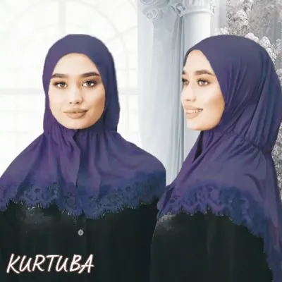 Hijab With Lace - Navy Blue - Collection Angelina