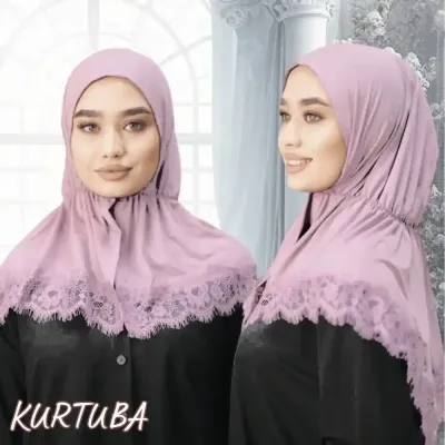 Hijab With Lace - Pink - Collection Angelina