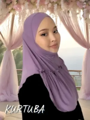 Hijab instantané avec perles - Mauve Aubergine - Collection Leila