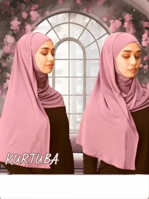 Hijab instantané prêt à porter - Croisé - Rose poudré - Collection Zahra