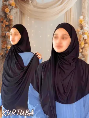 Hijab instantané prêt à porter - Droit - Noir - Collection Zahra