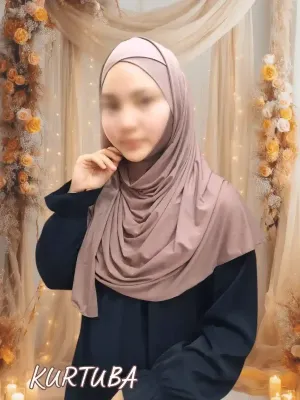 Hijab instantané prêt à porter - Croisé - Beige - Collection Zahra