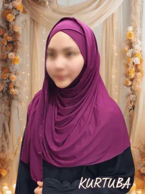 Instant Hijab Ready to Wear - Cross - Burgundy - Zahra Collection