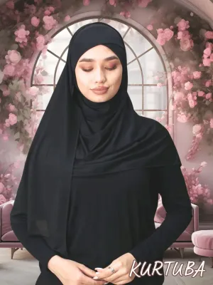 Instant Hijab Ready to Wear - Cross - Black - Zahra Collection