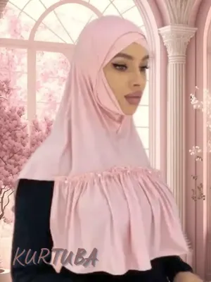 Hijab instantané avec perles - Rose - Collection Leila