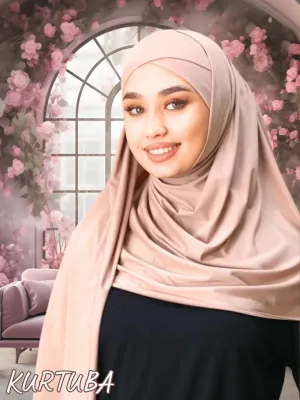 Hijab instantané prêt à porter - Croisé - Beige cappichino - Collection Zahra