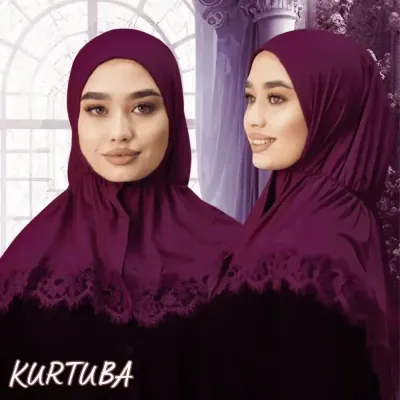 Hijab With Lace - Burgundy - Collection Angelina